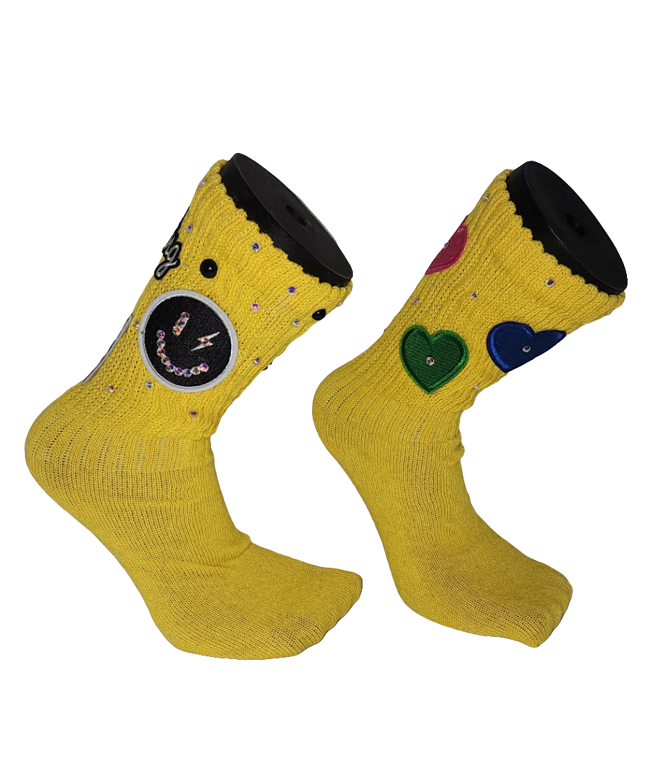 Yellow Girl Gang with Love Junkie socks