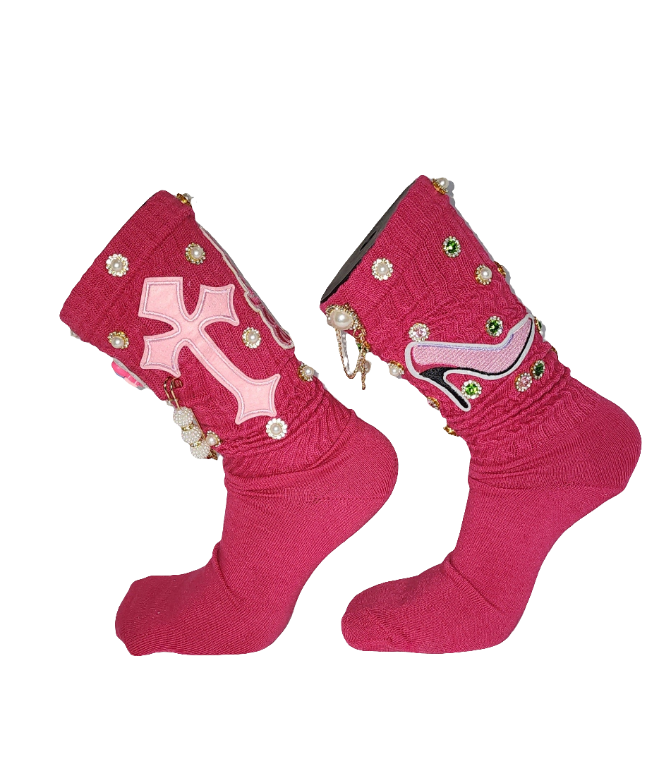 Pretty Girl Hot Pink Junkie socks