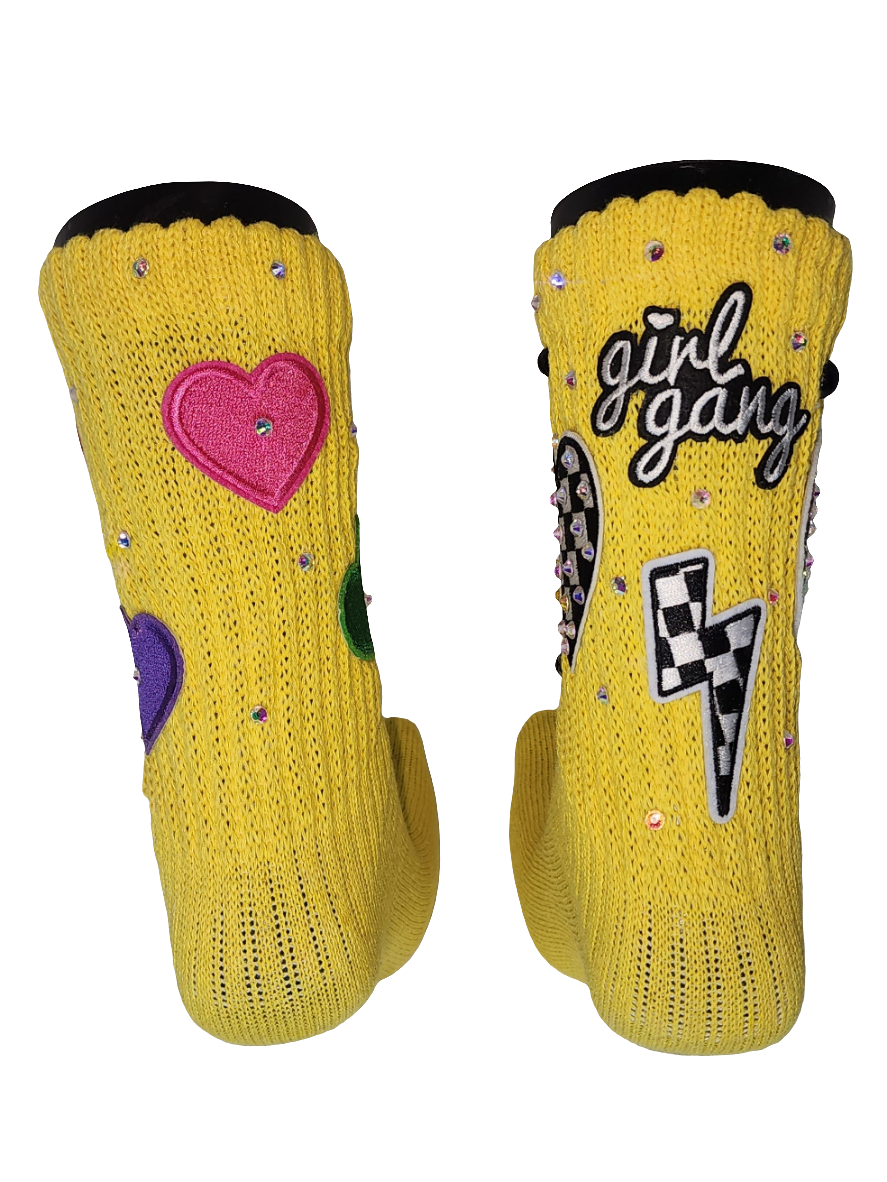 Yellow Girl Gang with Love Junkie socks