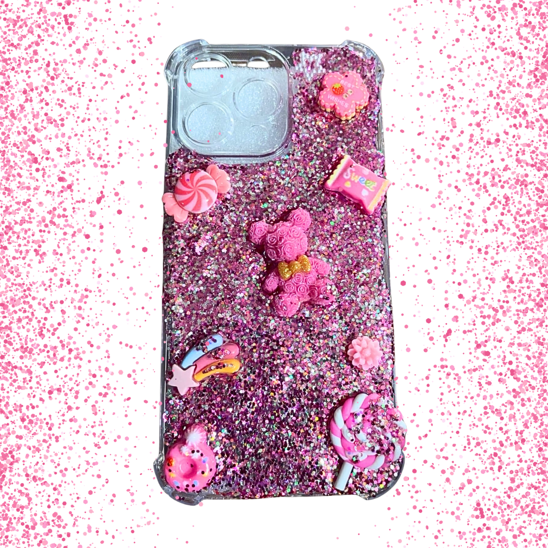 Pink and Silver Glitter Junk phone case