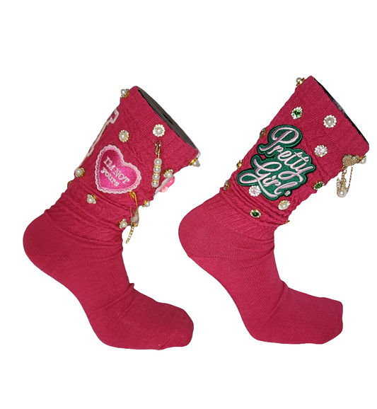 Pretty Girl Hot Pink Junkie socks