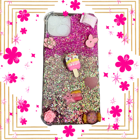 Pink and Gold Glitter Junk phone case