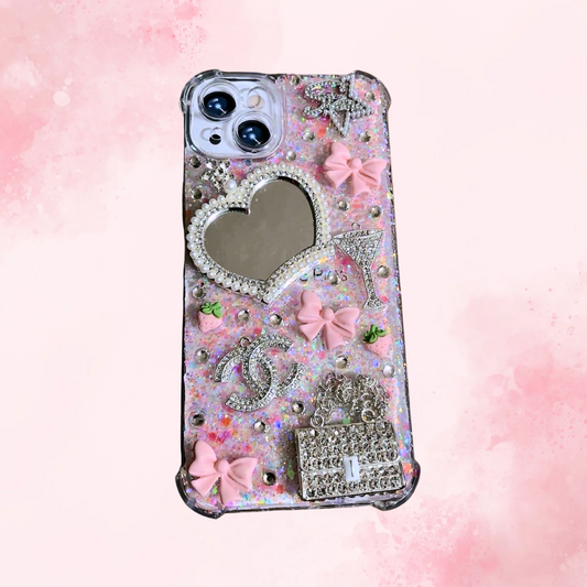 Blinged Out with Pink bows and Glitter Junk phone case